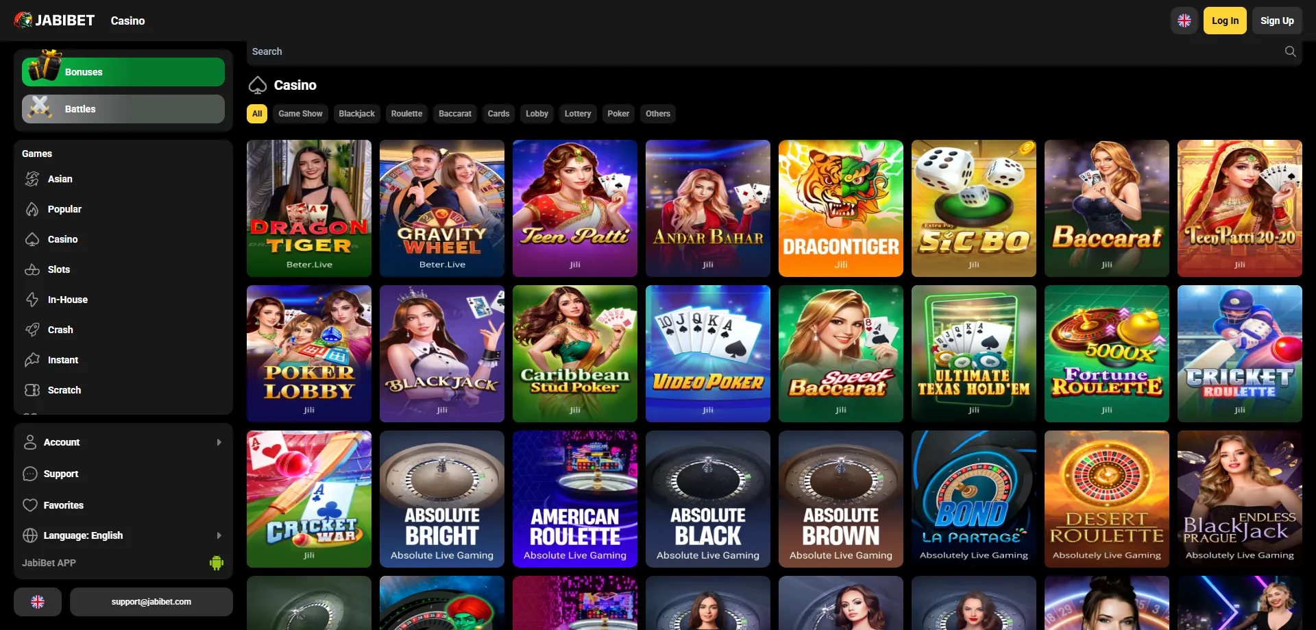 Jabibet live casino — real dealers streamed in HD